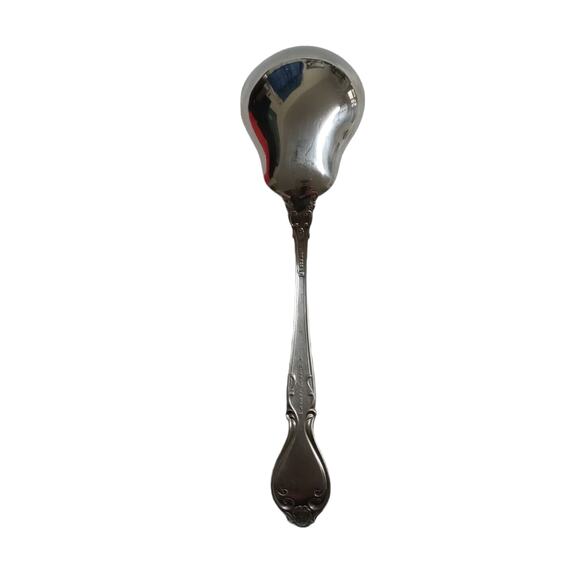 Vintage Lyons Queens Fancy Sugar Spoon Stainless Steel 6" Satin Black Accent 70s - Picture 5 of 13